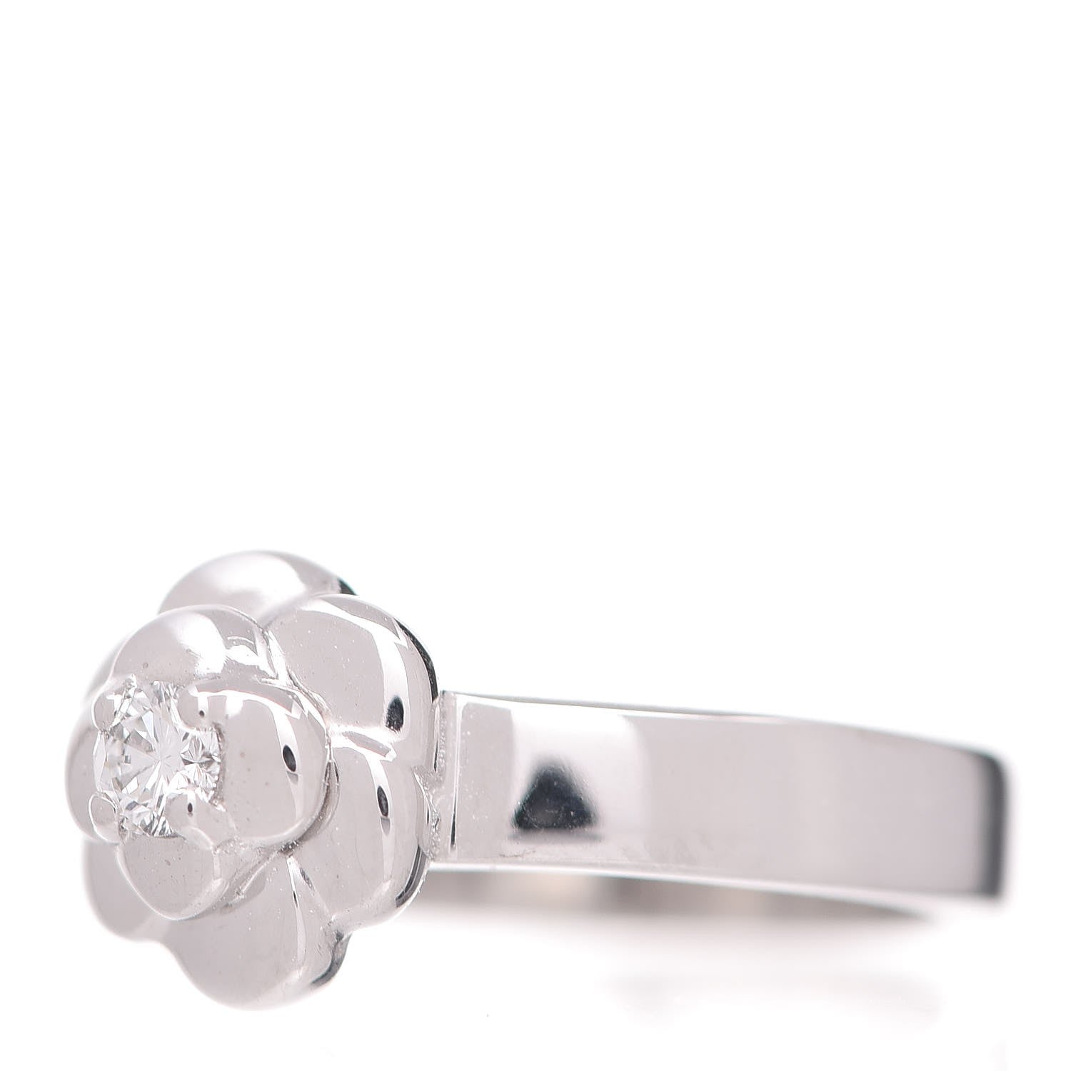 Chanel 18K White Gold Diamond Camellia Ring 48 4.5 3 of 5