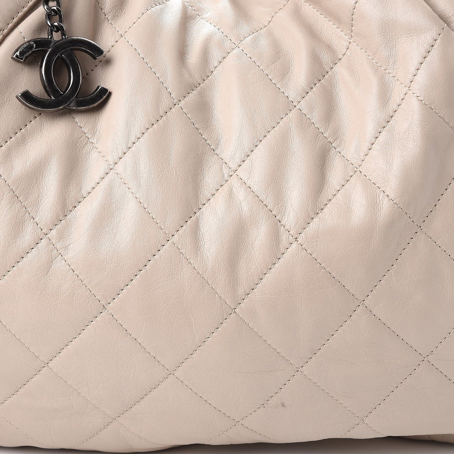 Calfskin Coco Pleats Hobo Beige