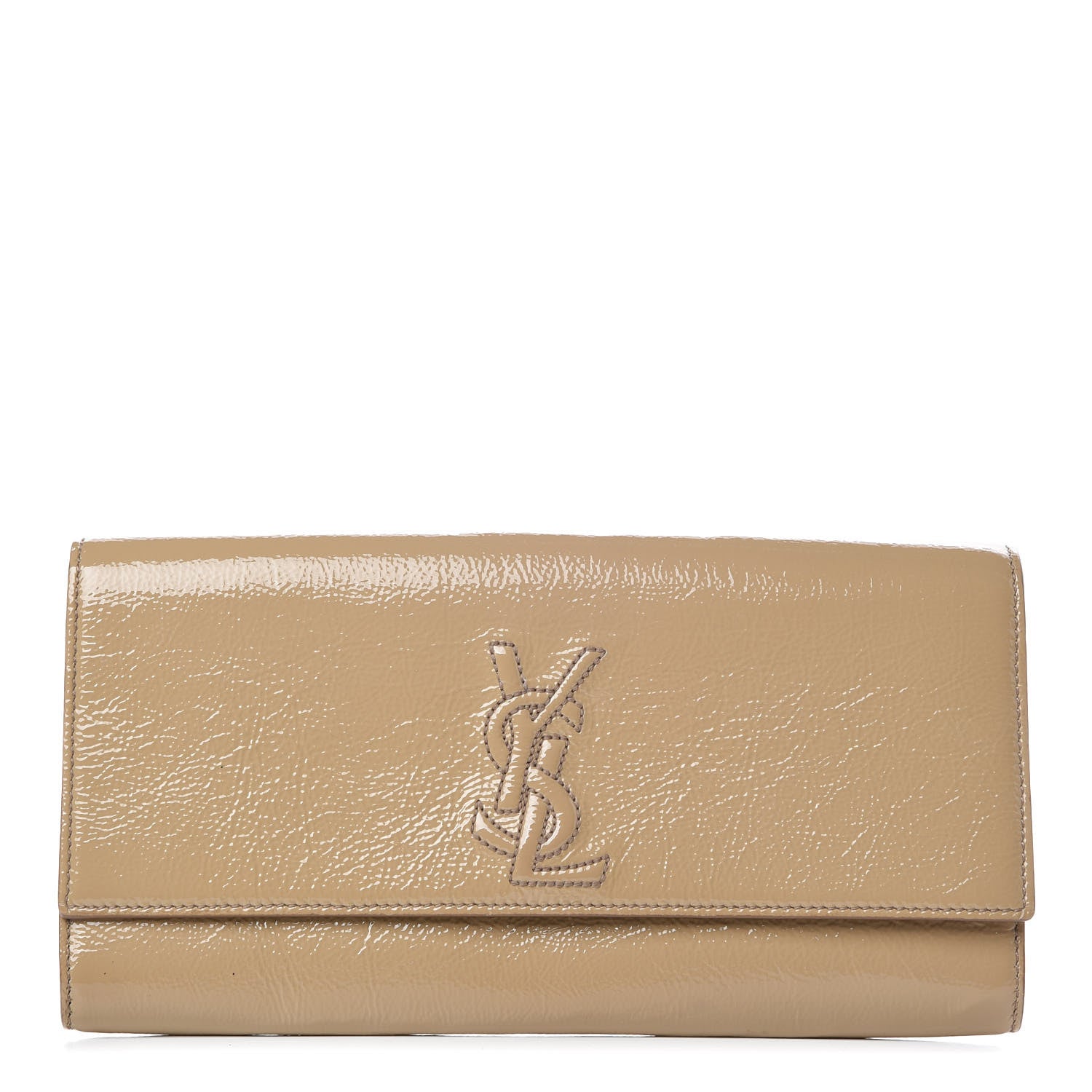 Saint Laurent Textured Patent Calfskin Monogram Large Belle De Jour Clutch Beige 1 of 7