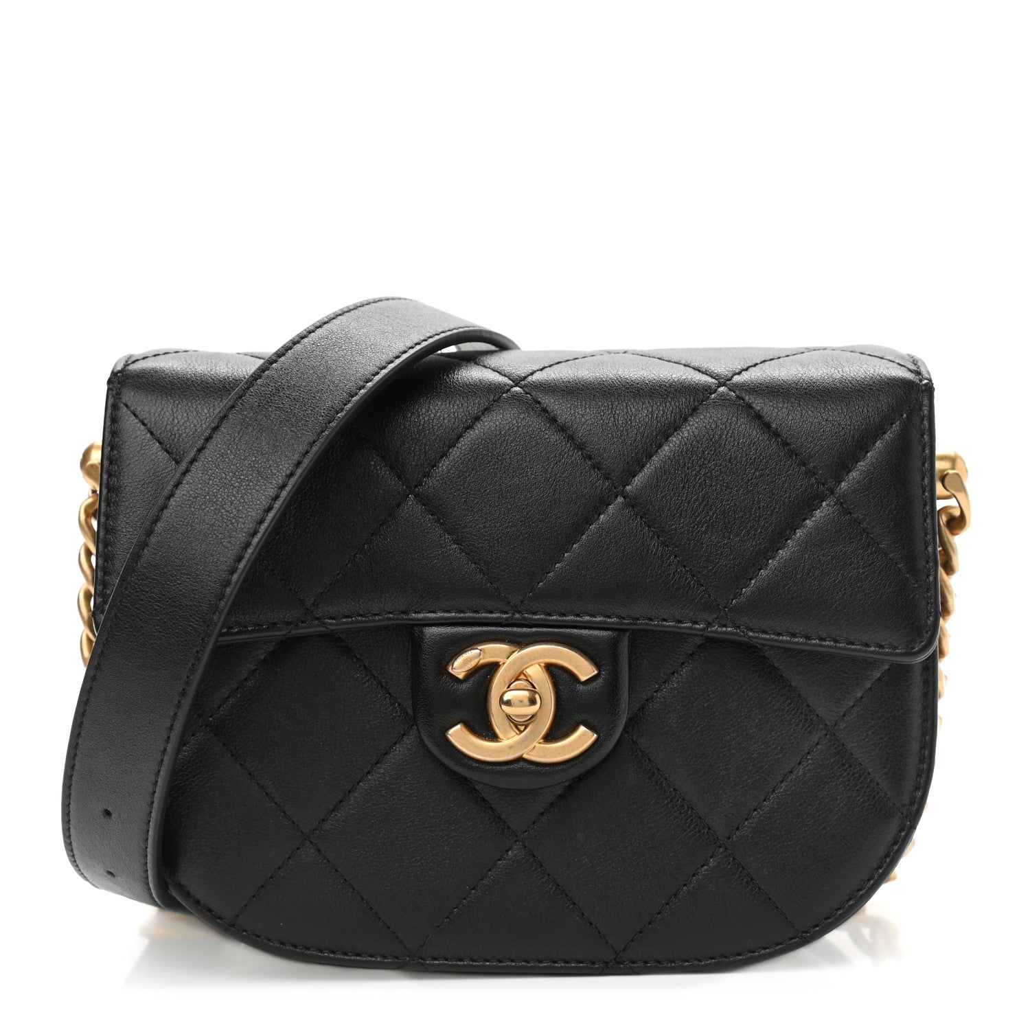 Chanel Calfskin Quilted Moon Messenger Black 1 of 11