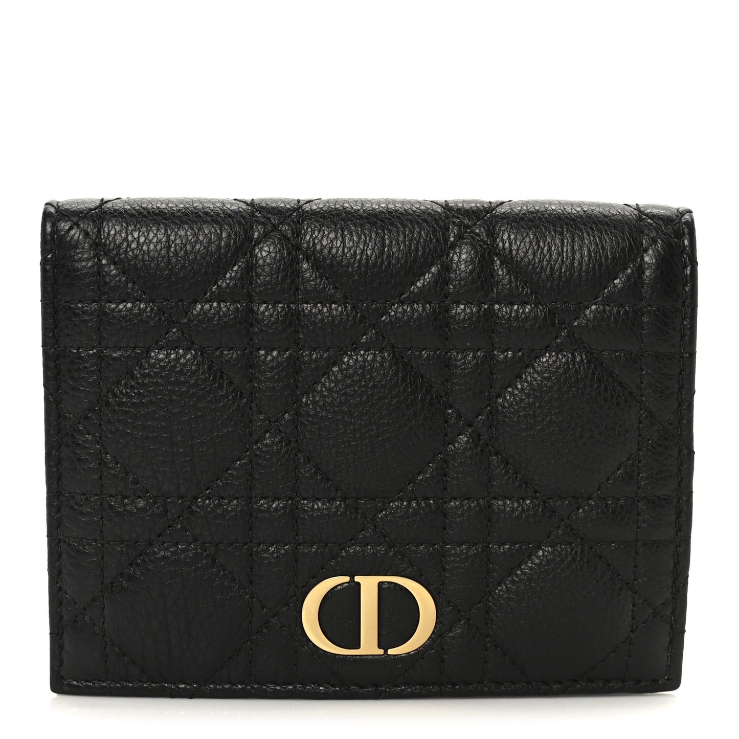 Supple Calfskin Cannage Caro Slim Wallet Black