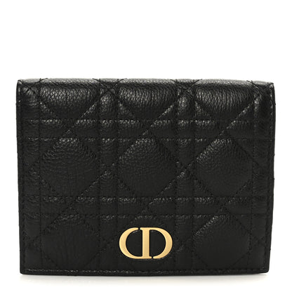 Christian Dior Supple Calfskin Cannage Caro Slim Wallet Black 1 of 9