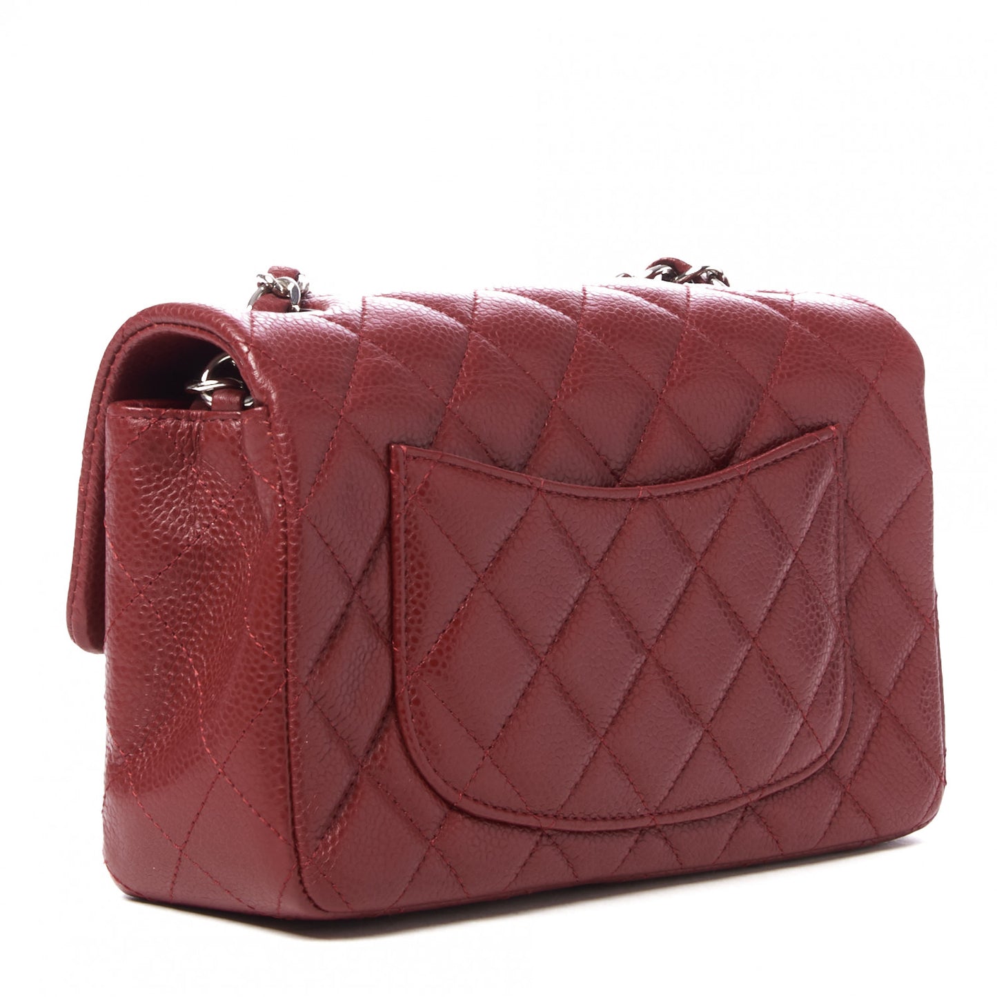Caviar Quilted Mini Rectangular Flap Red