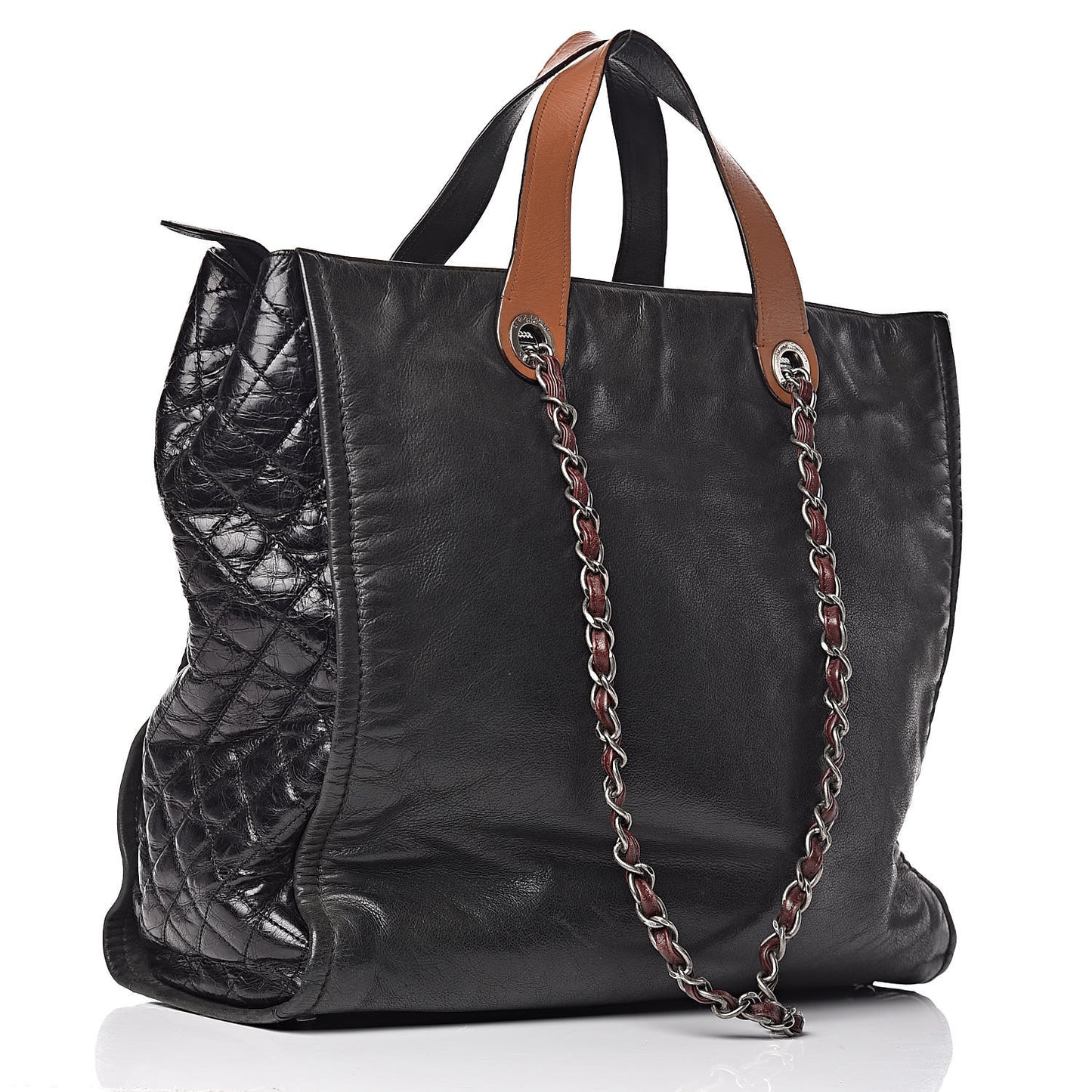 Iridescent Calfskin In the Mix Tote Black