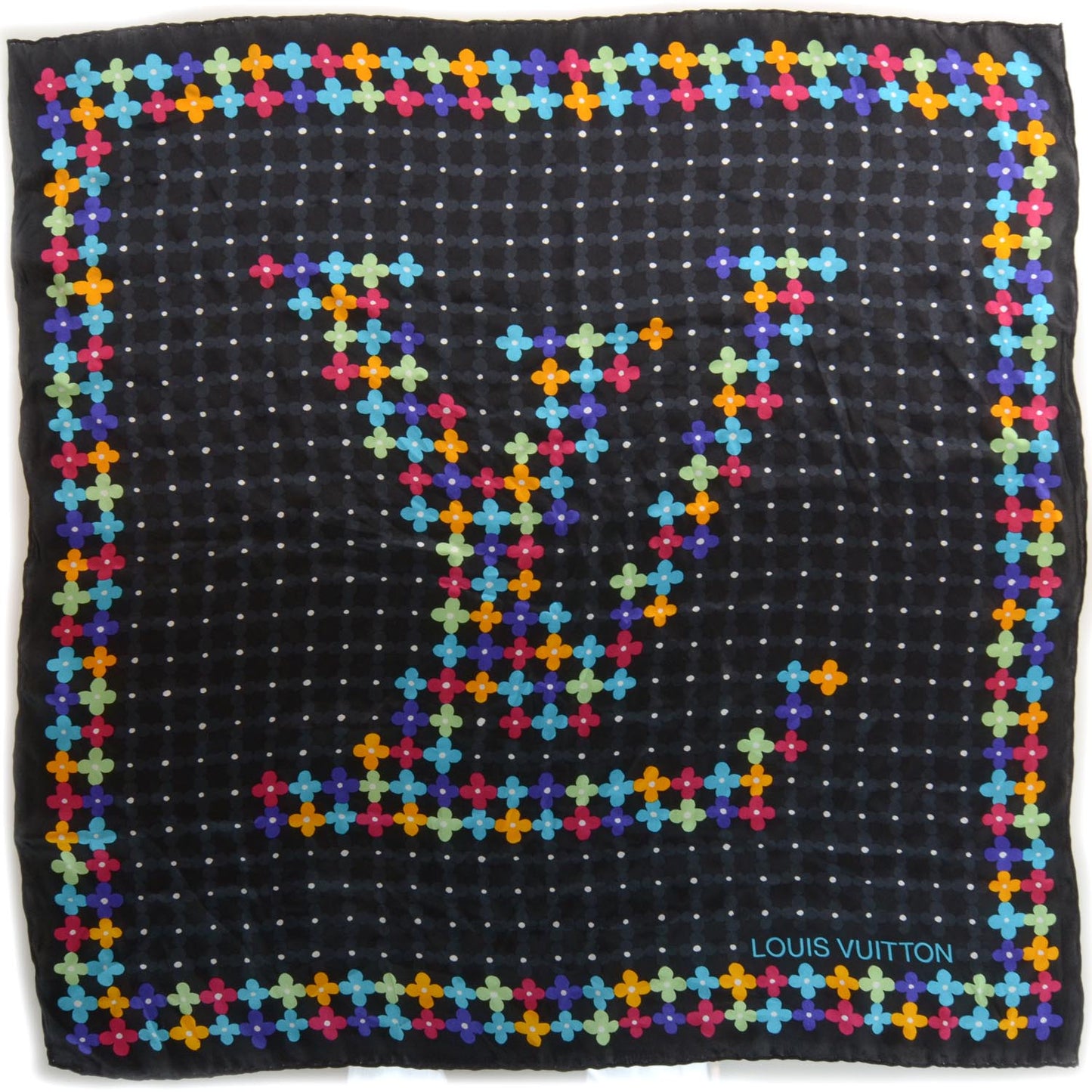 Silk Farandole Square Scarf Black