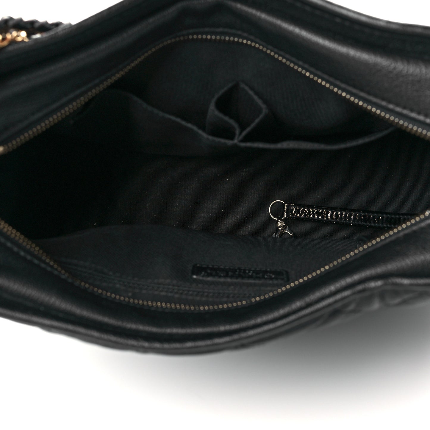 Patent Goatskin Quilted Medium Gabrielle Hobo Black