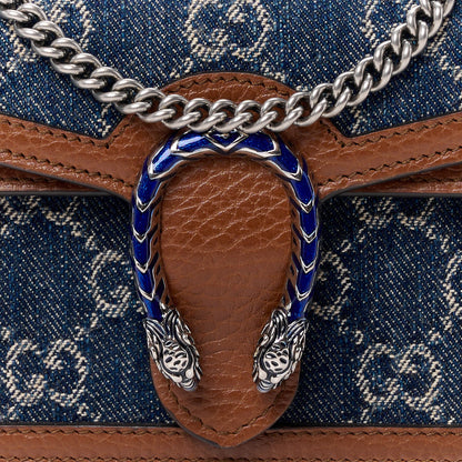 Gucci New Denim GG Monogram Dollar Calfskin Enamel Super Mini Dionysus Shoulder Bag Blue Tea Cuir Epilog Electric Blue 8 of 10