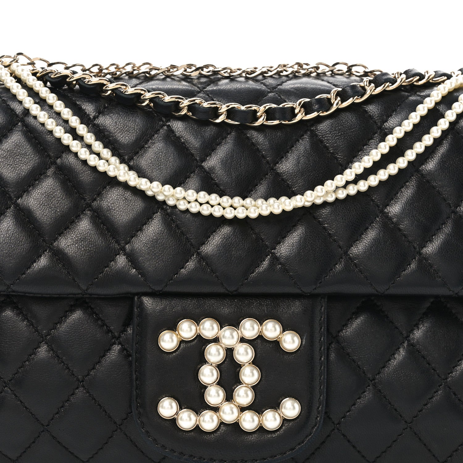 Chanel Lambskin Quilted Medium Westminster Pearl Flap Black 8 of 10