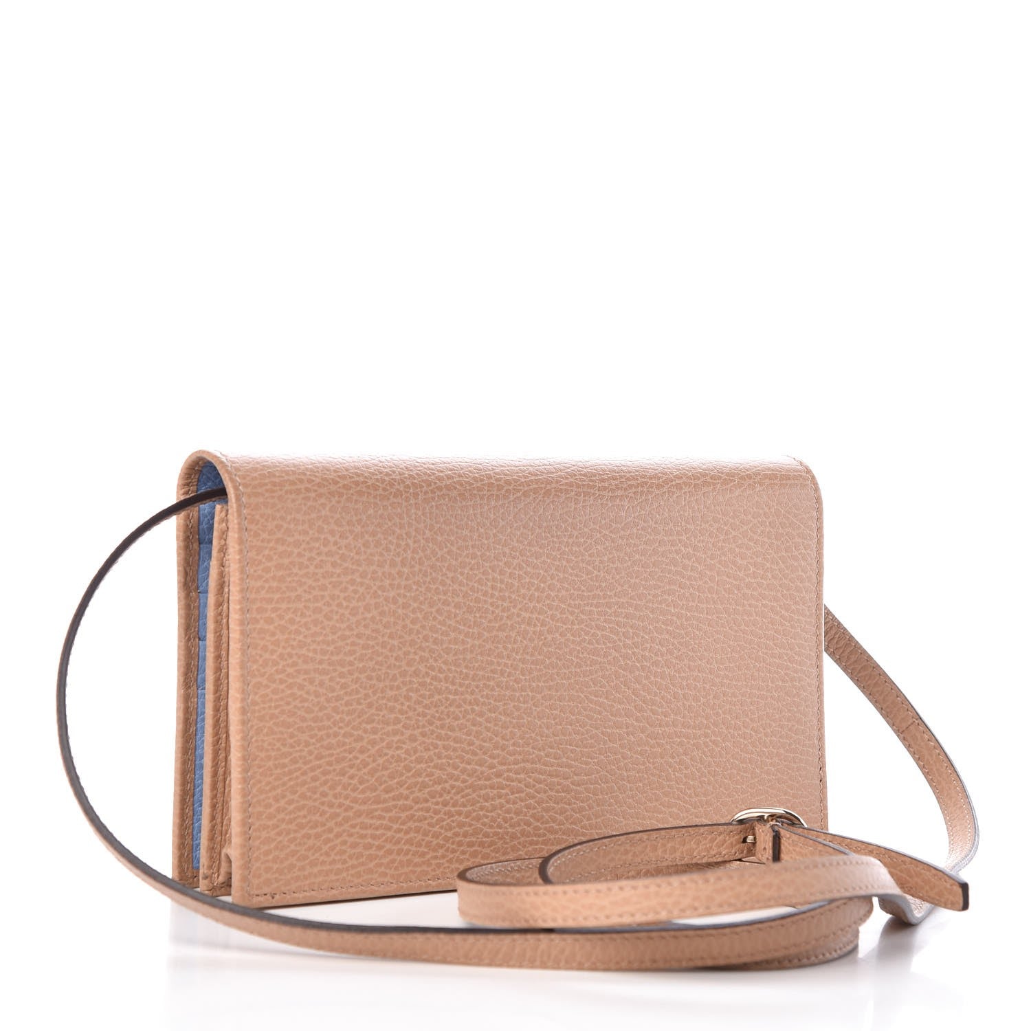 Gucci Dollar Calfskin Mini Swing Wallet Bag Camelia Mineral Blue 3 of 8