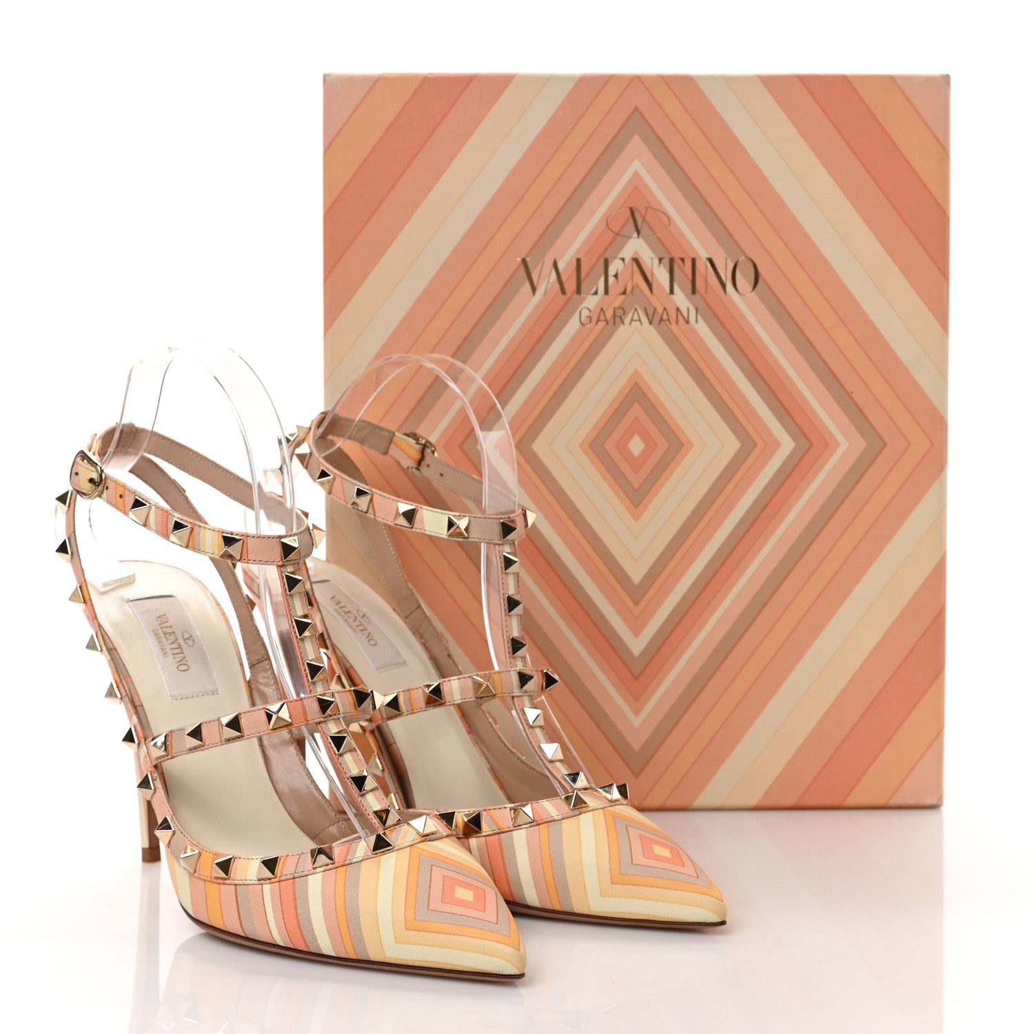 Valentino Garavani Nappa Native Couture 1975 Rockstud Ankle Strap 100mm Pumps 40 Mandarin Sorbet 8 of 8
