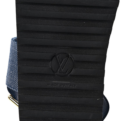 Louis Vuitton Monogram Denim Paseo Flat Comfort Sandals 37 Navy Blue 6 of 8