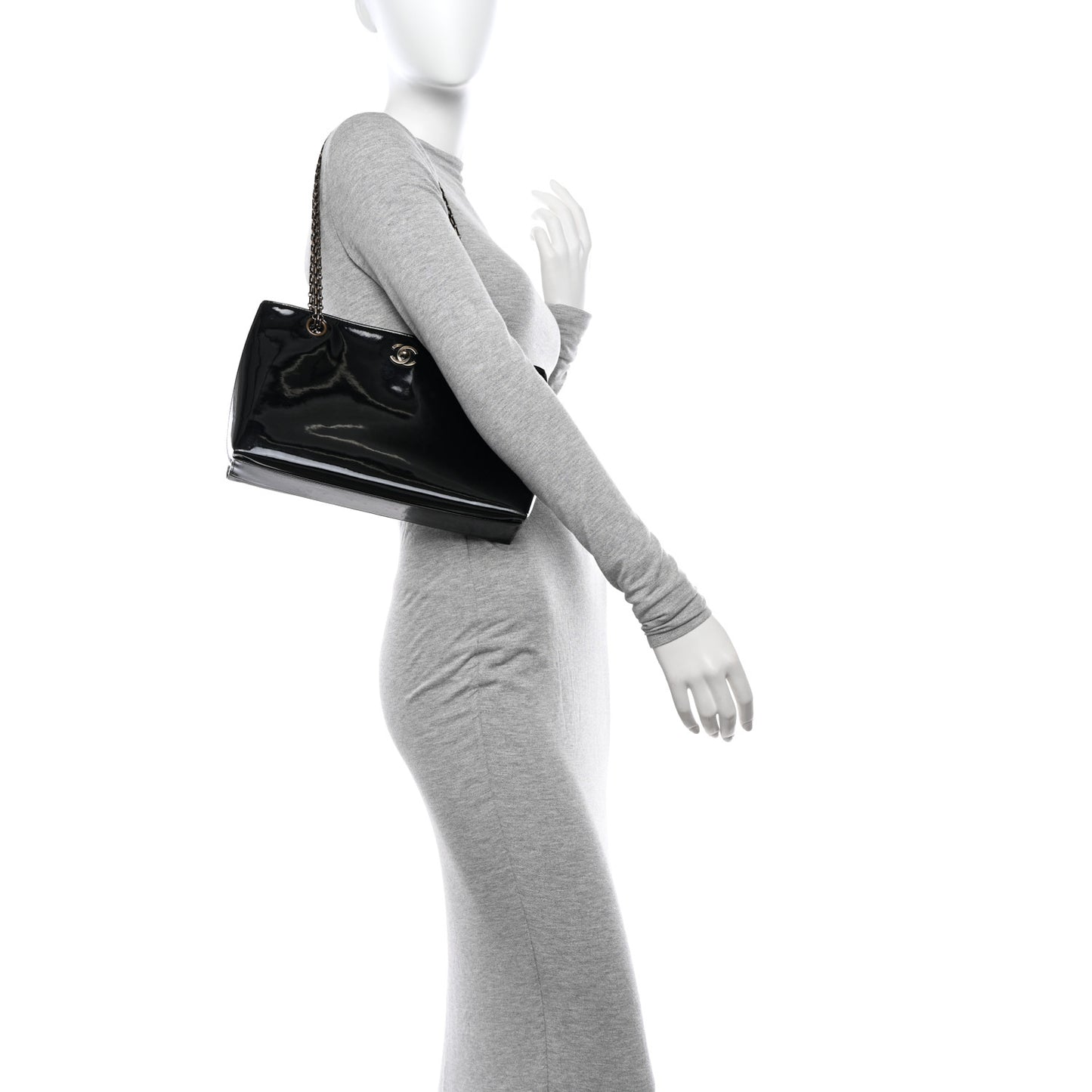 Patent Mademoiselle Tote Black