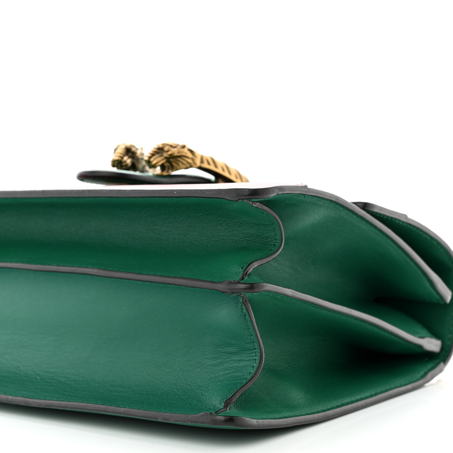Gucci Moon Calfskin Web Medium Dionysus Bamboo Top Handle Bag Emerald Blue Hibiscus Red 10 of 11