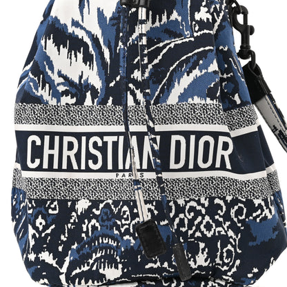 Christian Dior Technical Fabric Embroidered Palm Tree Toile De Jouy DiorTravel Pouch Blue 8 of 12