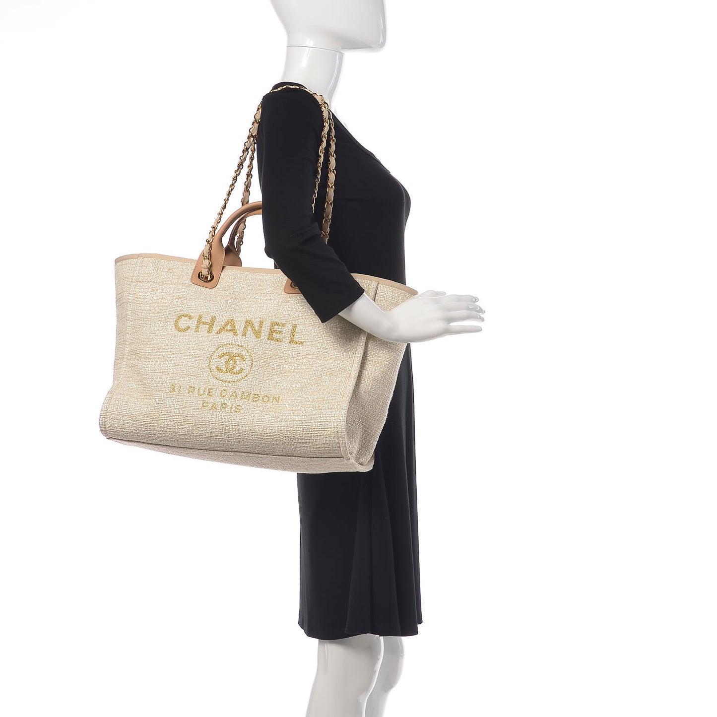 Woven Straw Raffia Large Deauville Tote Light Beige