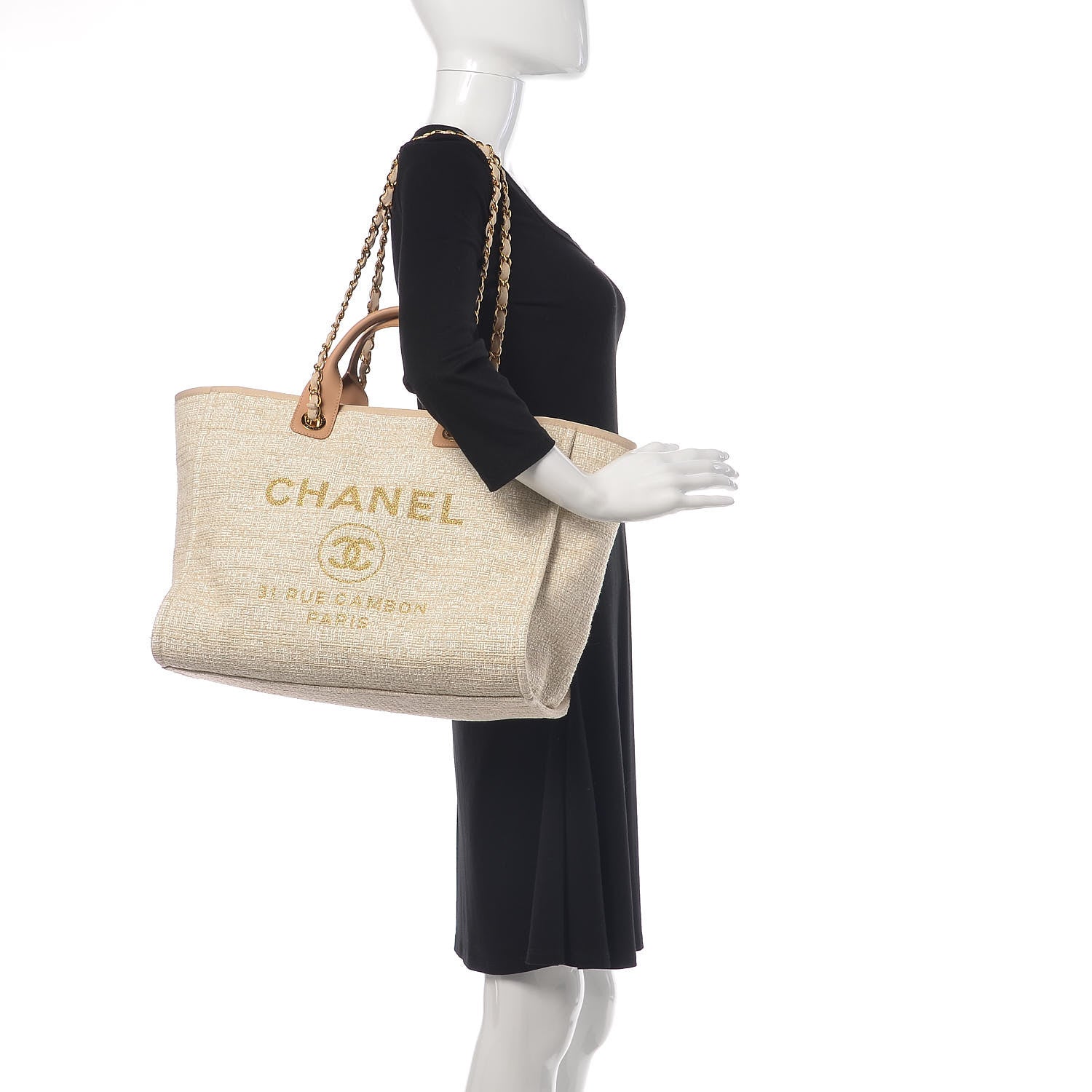 Chanel Woven Straw Raffia Large Deauville Tote Light Beige 2 of 10