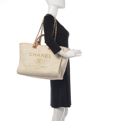 Chanel Woven Straw Raffia Large Deauville Tote Light Beige 2 of 10