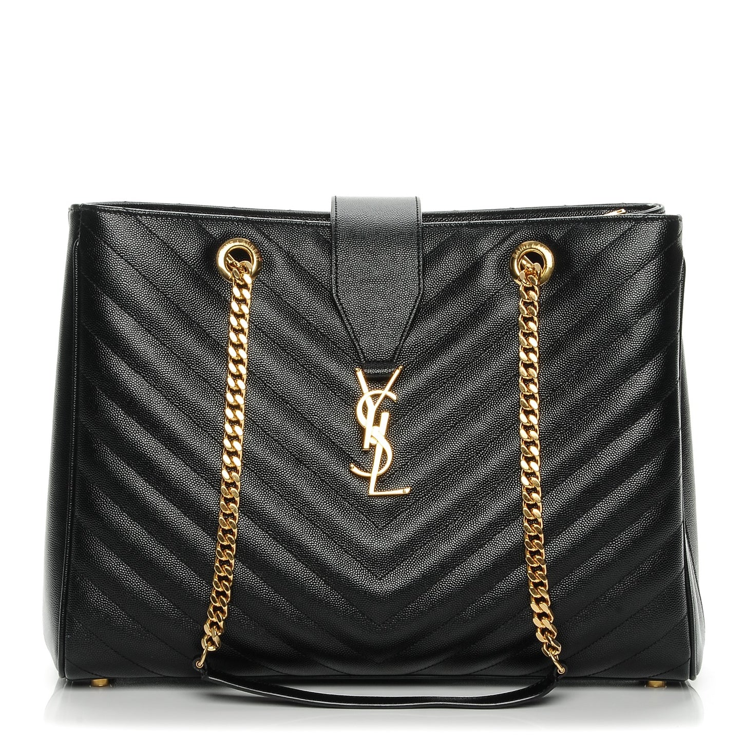 Grain De Poudre Matelasse Chevron Monogram Shopping Bag Black