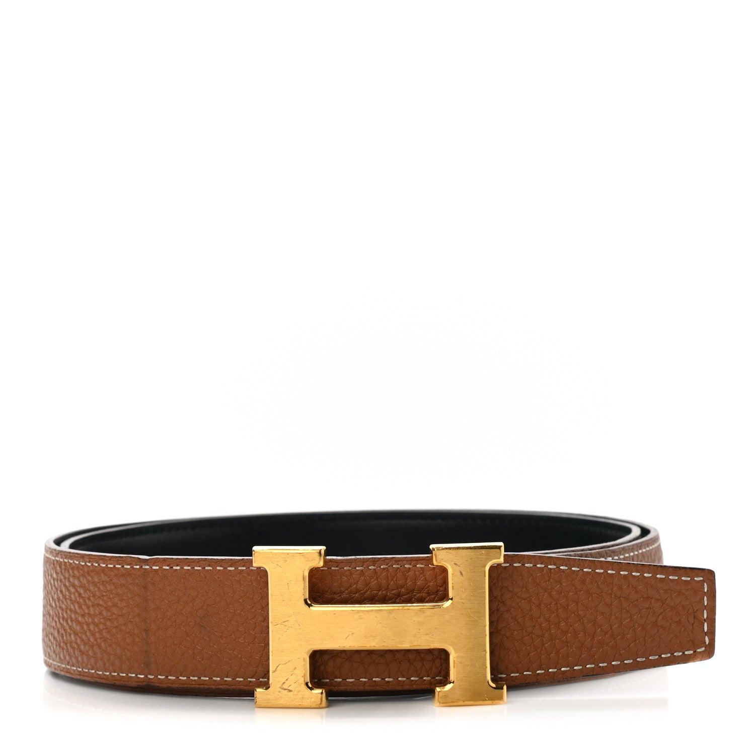 Hermes Box Togo 38mm H Belt 85 Black Gold 1 of 8