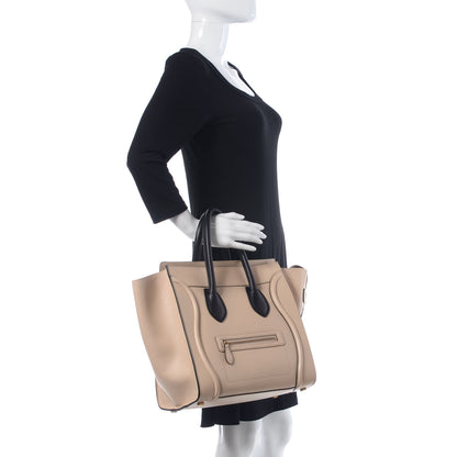 Celine Satin Calfskin Mini Bi-Color Luggage Powder Black 2 of 17