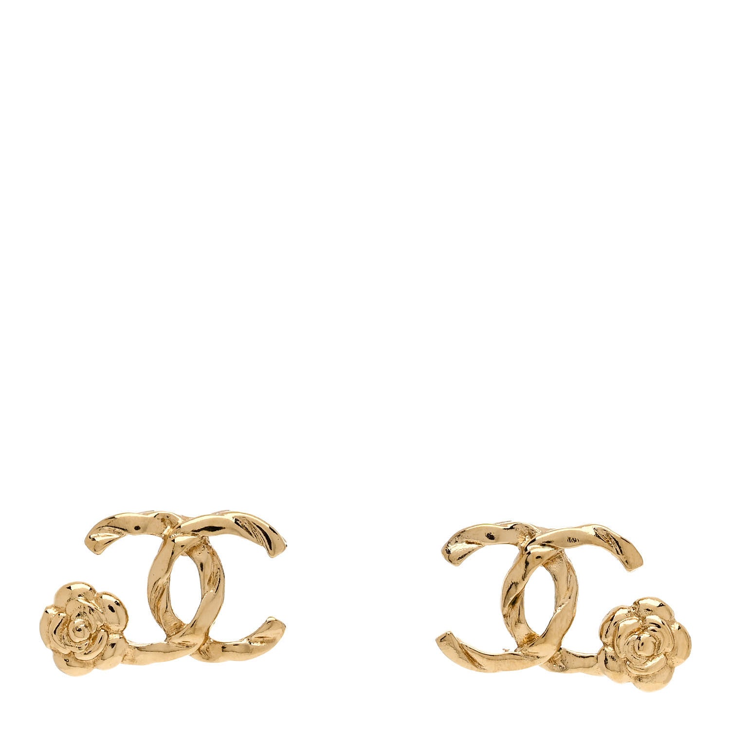 Chanel Metal Camellia CC Earrings Gold 1 of 4