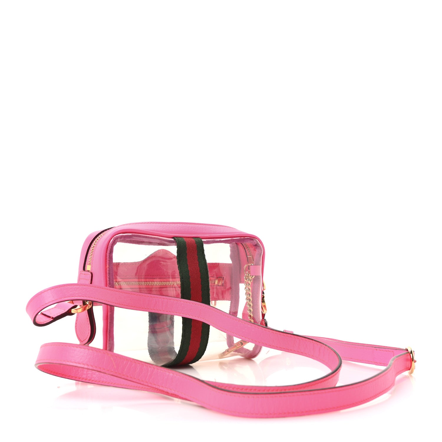 Gucci Vinyl Web Mini Ophidia Transparent Shoulder Bag Fluorescent Fuchsia 3 of 9