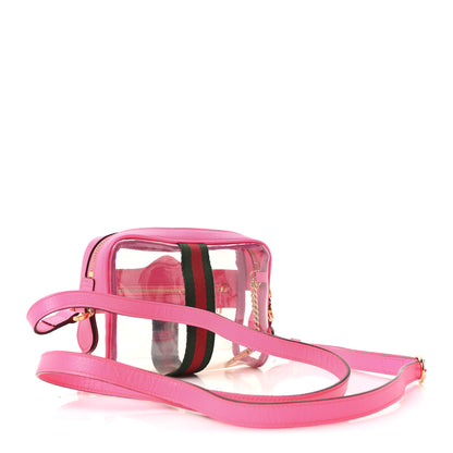 Gucci Vinyl Web Mini Ophidia Transparent Shoulder Bag Fluorescent Fuchsia 3 of 9