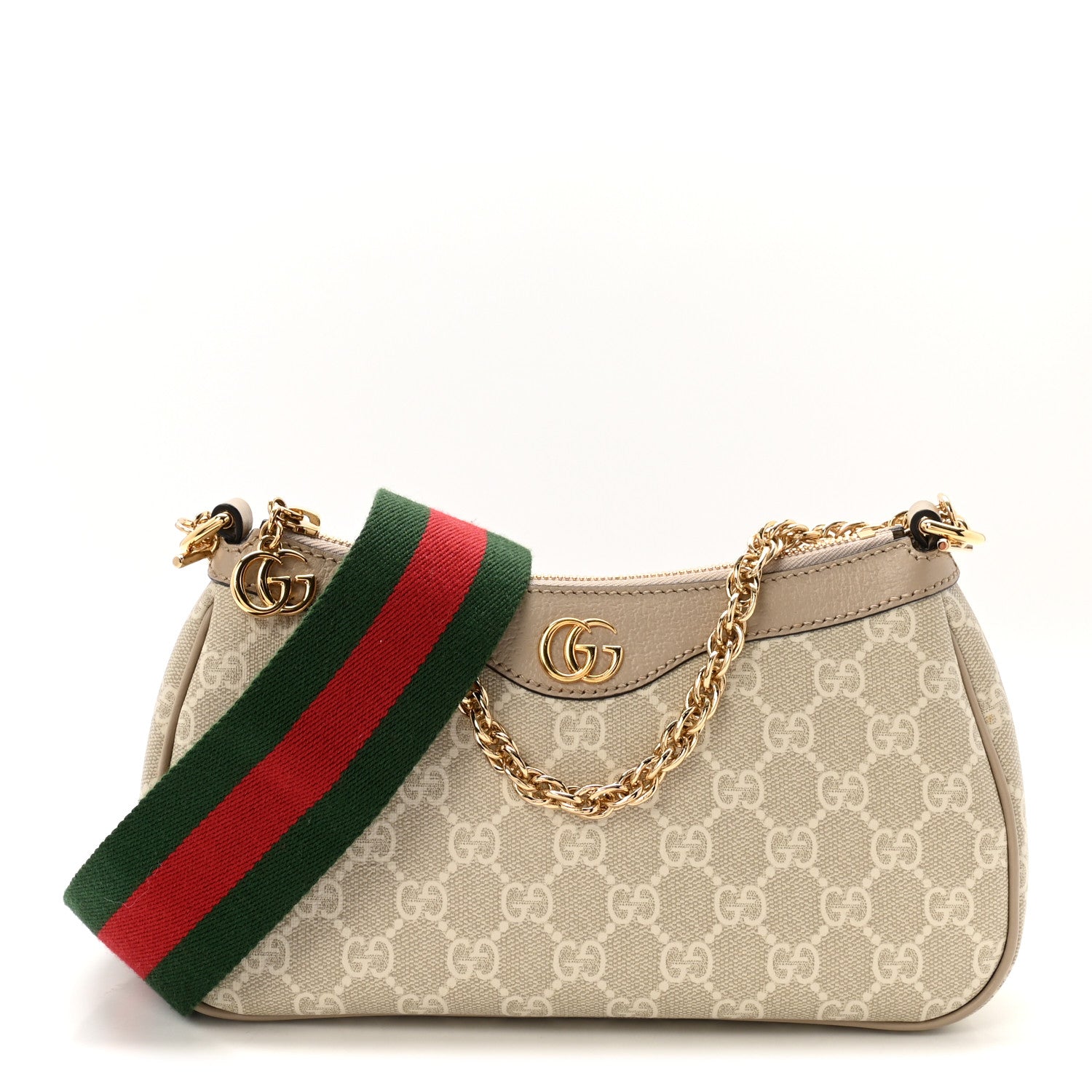 Gucci GG Supreme Monogram Textured Dollar Calfskin Web Small
