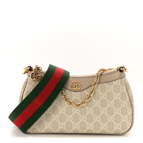 Gucci GG Supreme Monogram Textured Dollar Calfskin Web Small