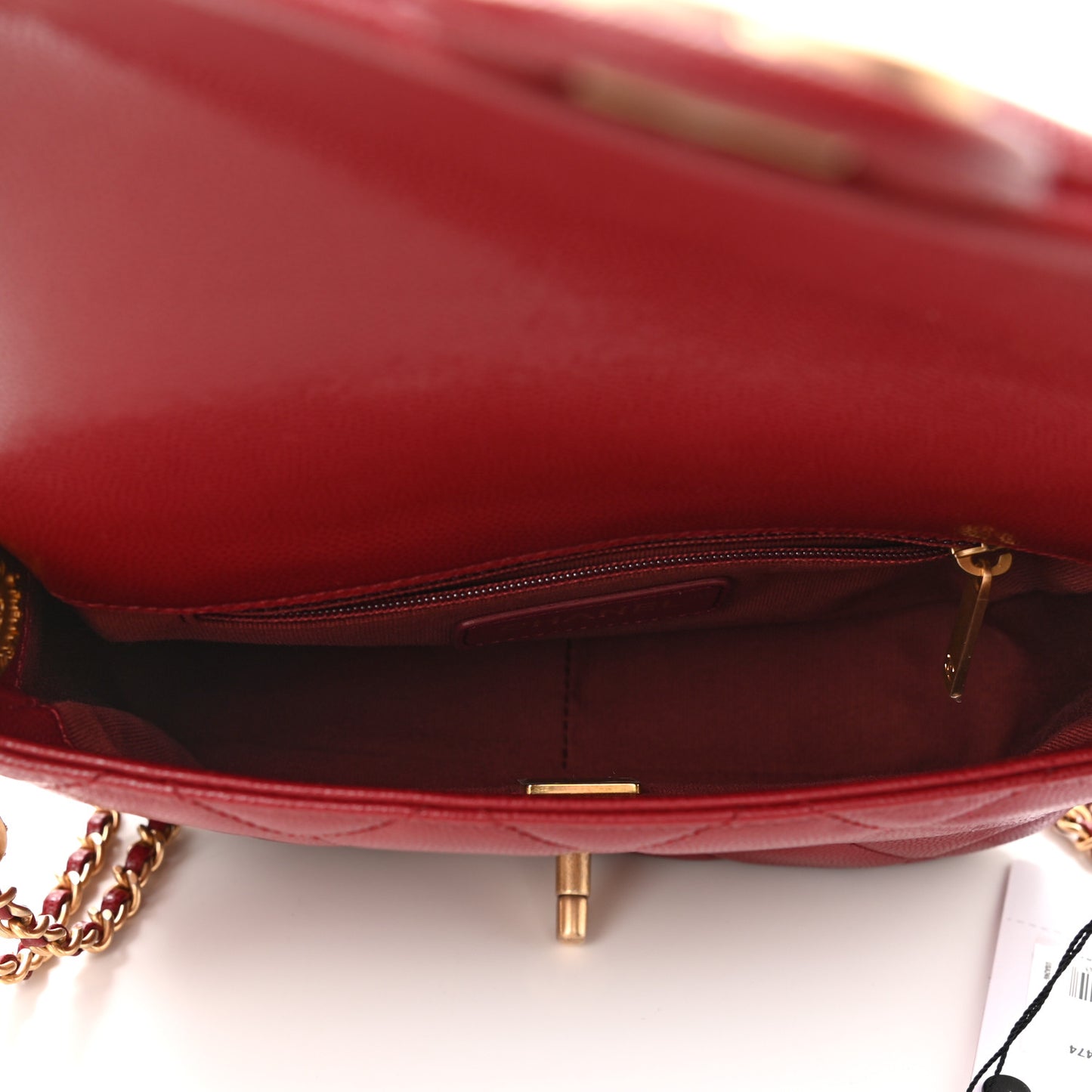 Caviar Quilted Small Twist Your Buttons Flap Burgundy