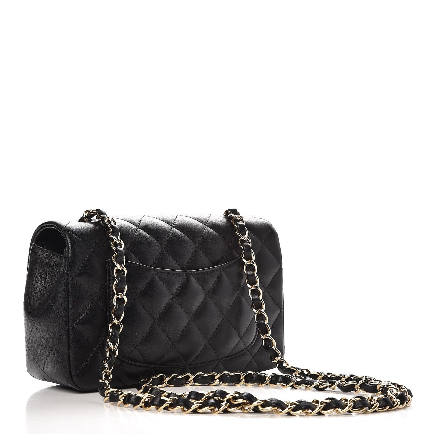 Lambskin Quilted Mini Rectangular Flap Black
