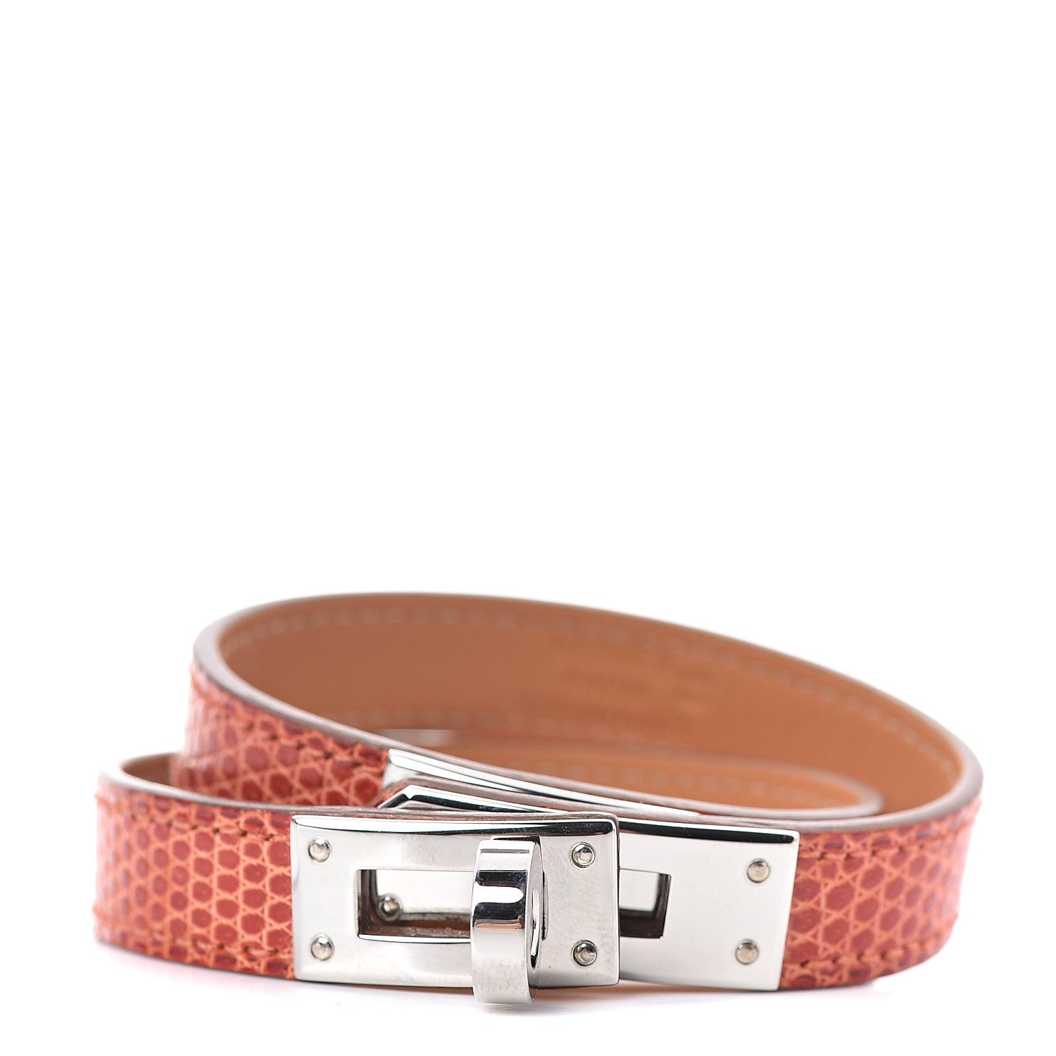Hermes Lizard Kelly Double Tour Bracelet S Bougainvillea 1 of 3