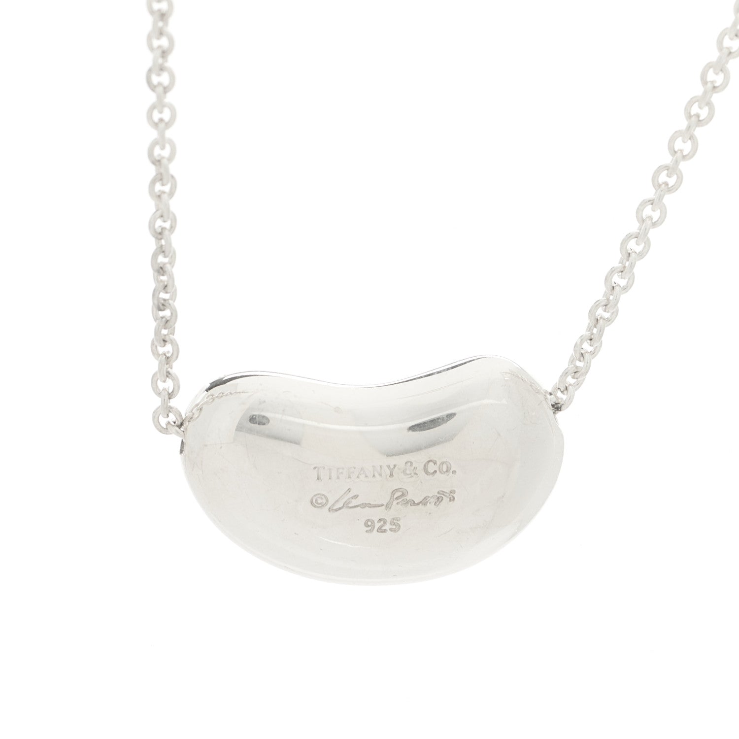 Tiffany Sterling Silver 19mm Elsa Peretti Bean Pendant Necklace 4 of 6