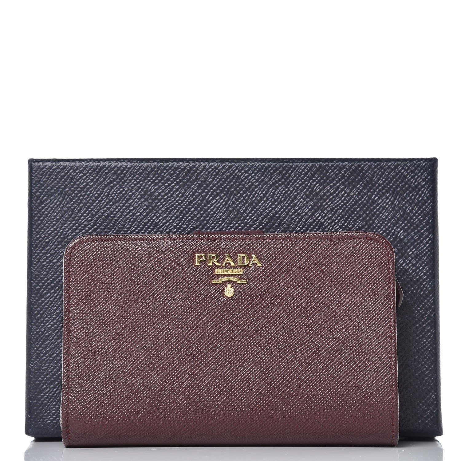 Prada Saffiano Metal Compact Wallet Granato 7 of 7