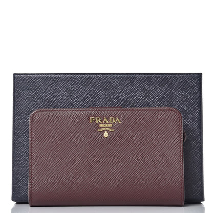 Prada Saffiano Metal Compact Wallet Granato 7 of 7
