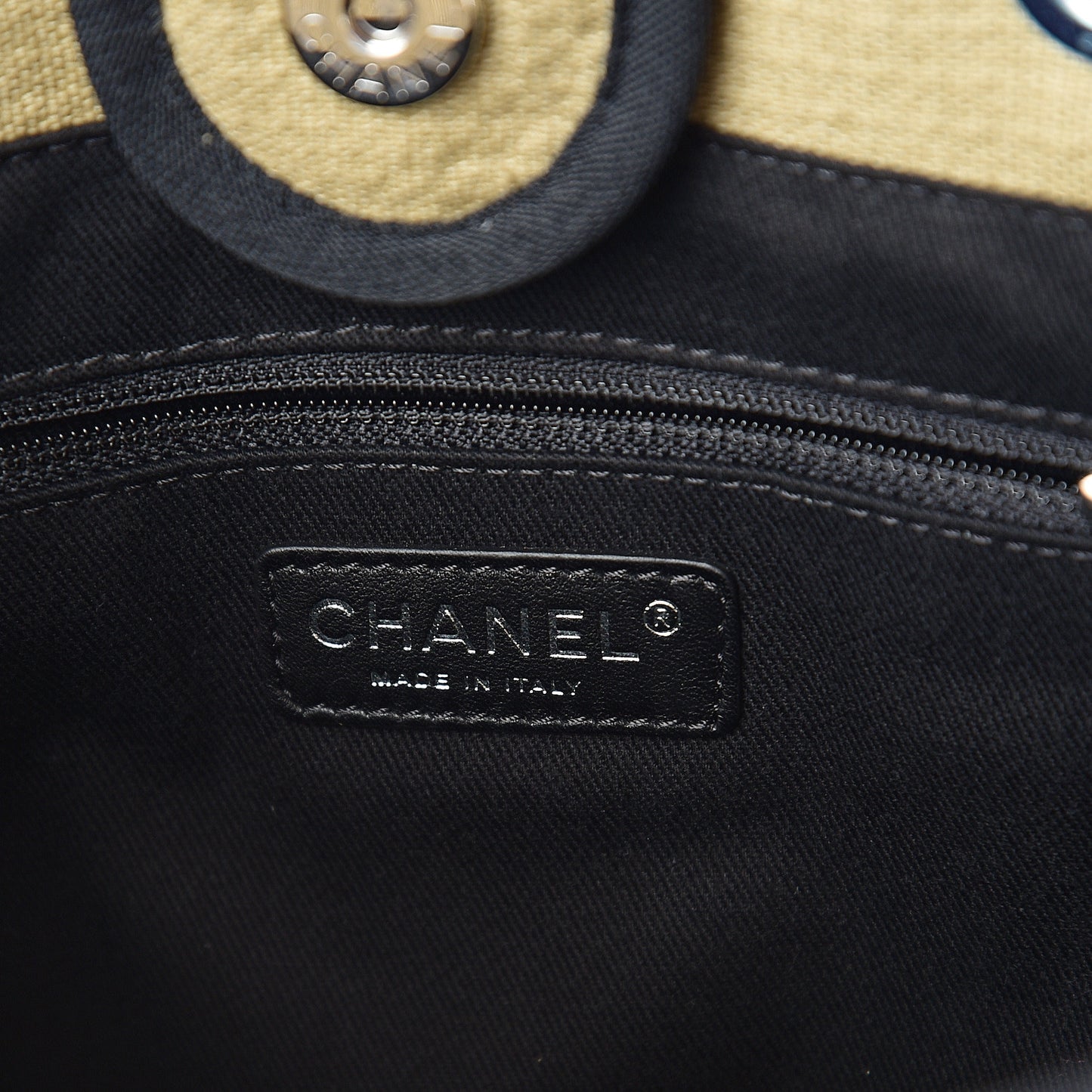 Canvas Mini Deauville Tote Beige Black