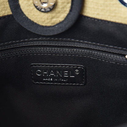 Chanel Canvas Mini Deauville Tote Beige Black 5 of 9