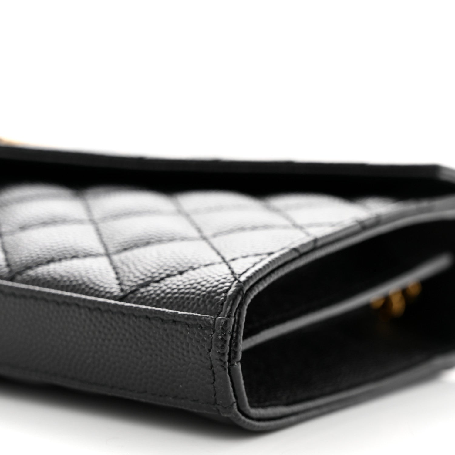 Saint Laurent Grain De Poudre Mixed Matelasse Triquilt Monogram Chain Wallet Black 10 of 10