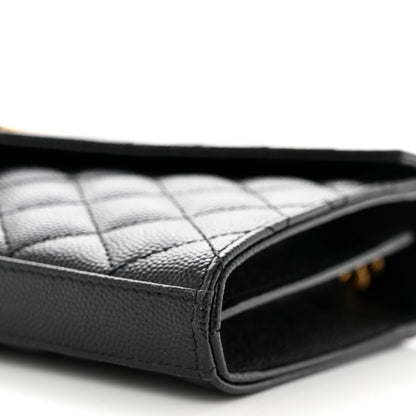 Saint Laurent Grain De Poudre Mixed Matelasse Triquilt Monogram Chain Wallet Black 10 of 10
