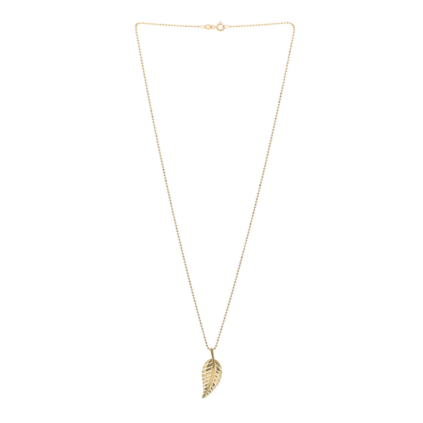 18K Yellow Gold Small Leaf Necklace
