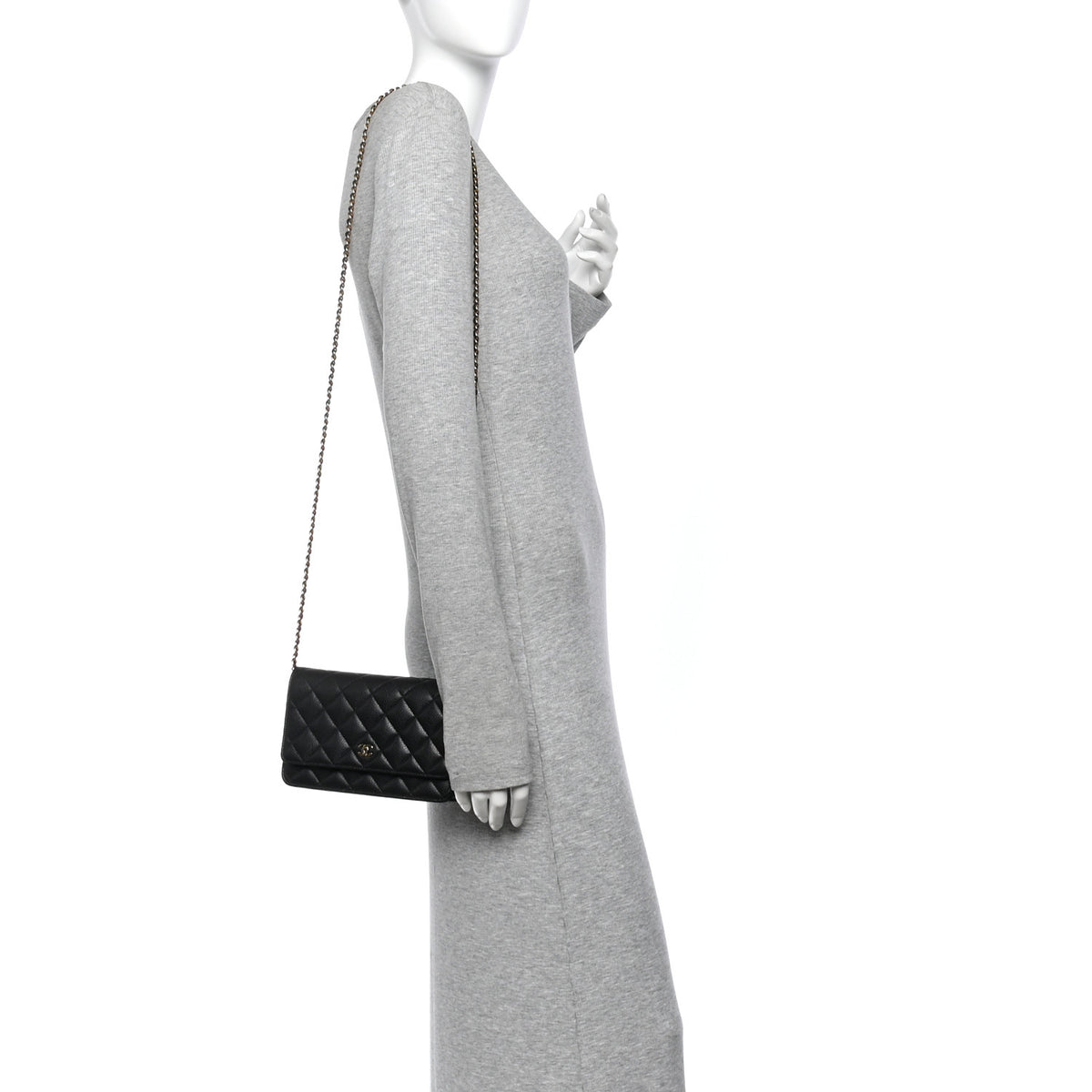 Chanel Caviar Quilted Wallet on Chain WOC Black 2 of 12