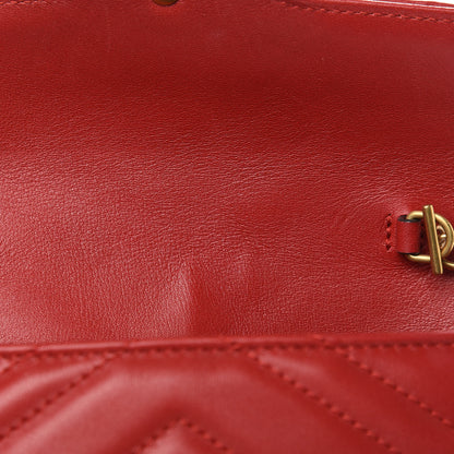 Gucci Calfskin Matelasse Super Mini GG Marmont Shoulder Bag Hibiscus Red 11 of 12