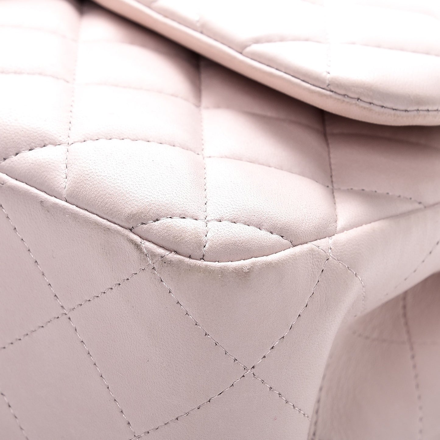 Lambskin Quilted Jumbo Double Flap Light Beige