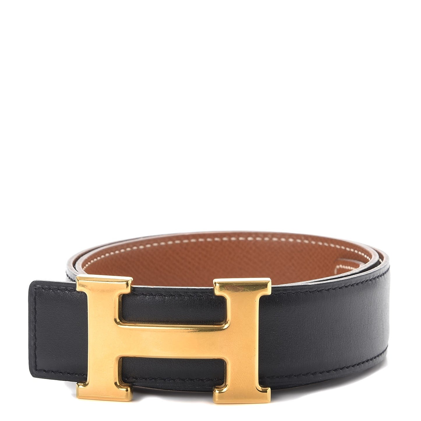 Box Courchevel 32mm H Belt 65 Black Gold