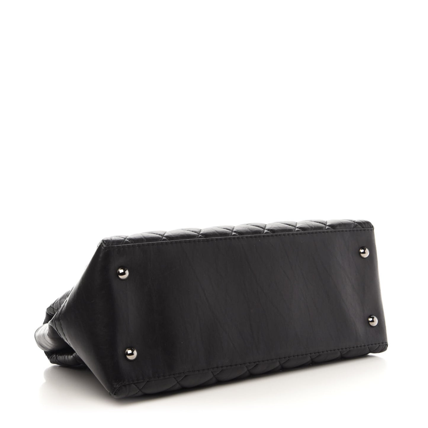 Aged Calfskin Quilted Lady Pearly Tote Black