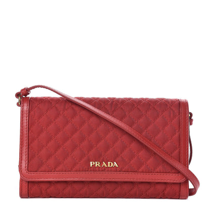 Prada Tessuto Quilted Mini Crossbody Wallet Fuoco 1 of 14