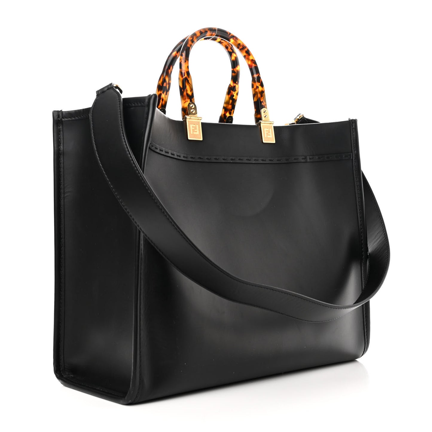 Vitello King Plexiglass Medium Fendi Sunshine Shopper Tote Black