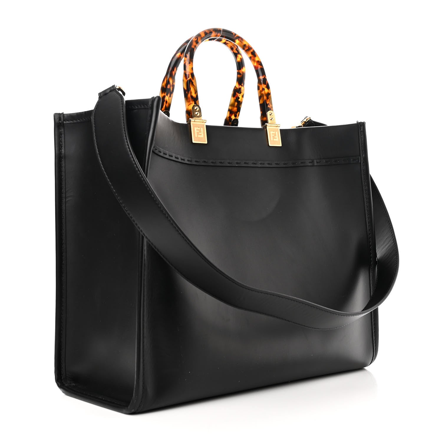 Fendi Vitello King Plexiglass Medium Fendi Sunshine Shopper Tote Black 3 of 13
