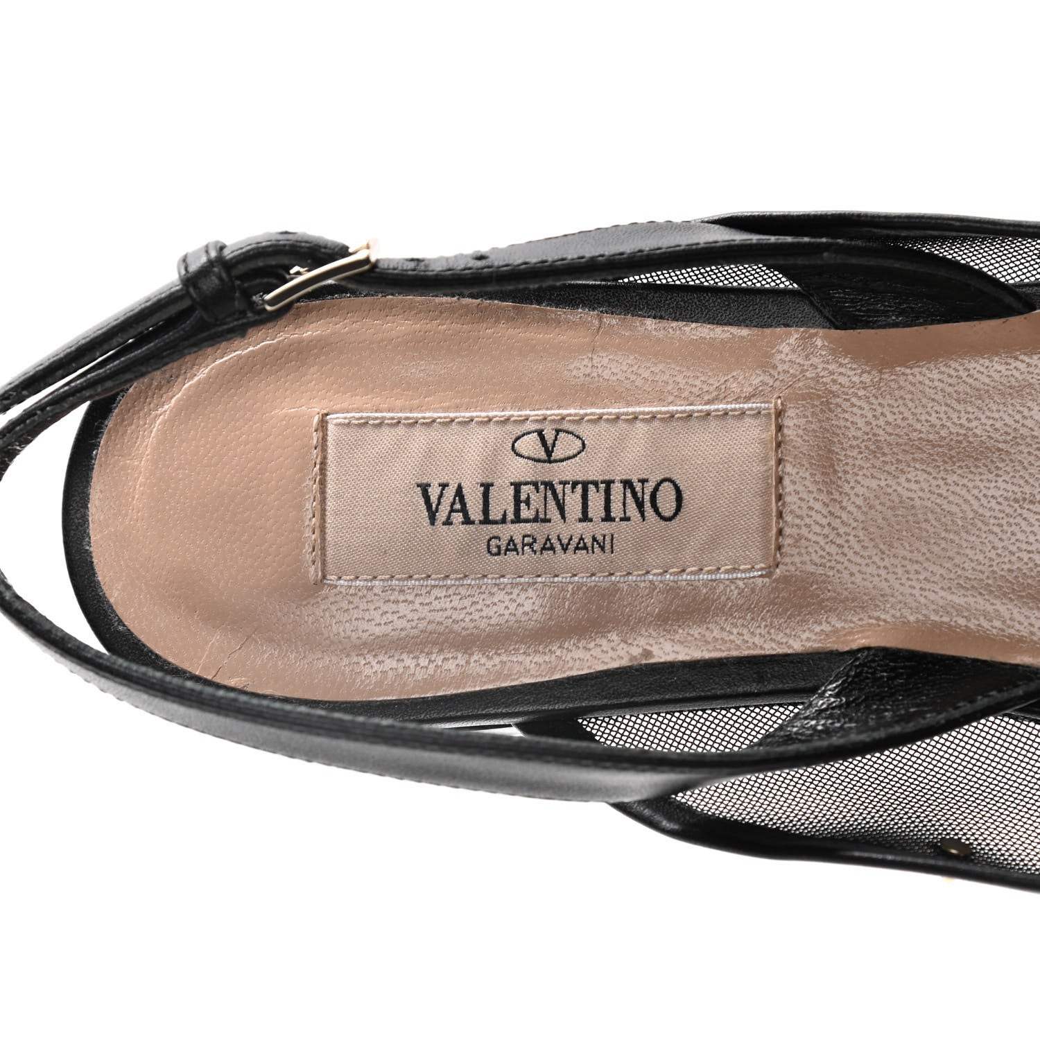 Valentino Garavani Mesh Shining Rockstud Slingback Flats 35.5 Black 9 of 10