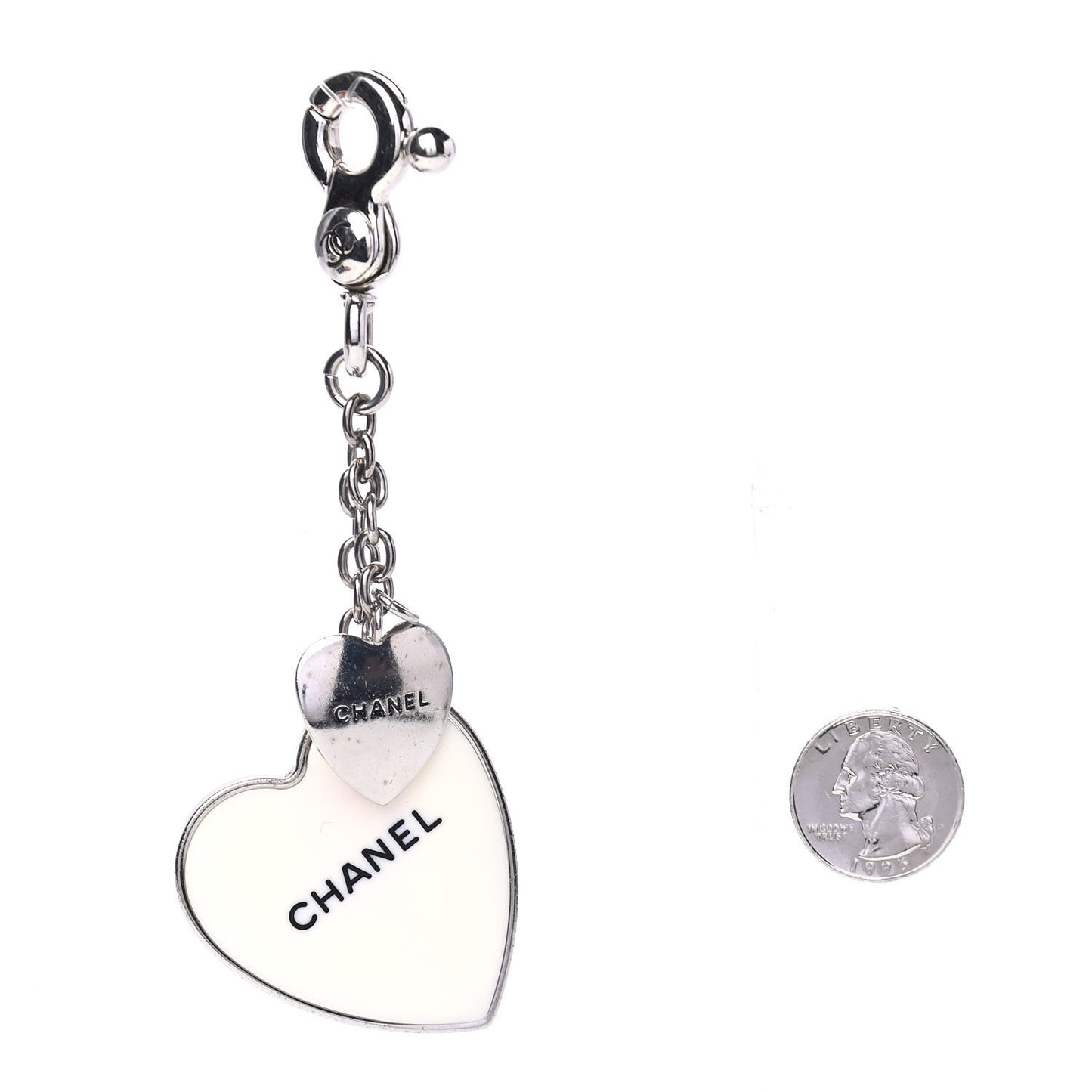 Bonne Chance Heart Keychain White